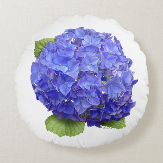 アジサイの青い花 ラウンドクッション (正面)