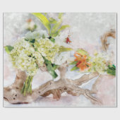 アジサイのBellaの水彩画のリネン包装紙 ラッピングペーパー (フラット)