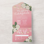 アジサイエレガントス文字列ライトピンクウェディングRSVP オールインワン招待状 (内側)