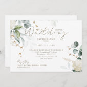 アジサイエレガントホワイト水平ブライダルシャワー 招待状 (正面/裏面)