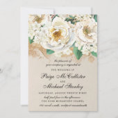 アジサイエレガントホワイト金ゴールドバラフローラ 招待状 (正面)