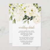 アジサイエレガントホワイト金ゴールドバラ結婚フローラ エンクロージャーカード (正面/裏面)