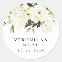 アジサイエレガントホワイト金ゴールドバラ結婚フローラ ラウンドシール