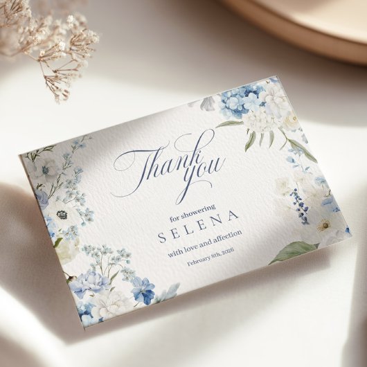 アジサイサンキューカード | 青いフローラブライダル表示 サンキューカード