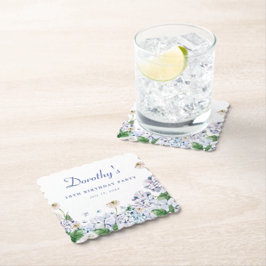 アジサイバラ18誕生日パーソナライズされたカスタム ペーパーコースター (インサイチュ)