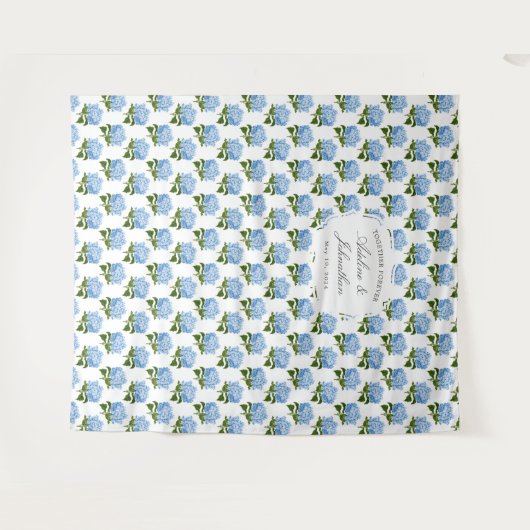 アジサイパターン(の模様が)ある結婚の背景 タペストリー (正面(横))