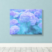 アジサイフローラシックパープルティール（緑がかった色）ヴィンテージ キャンバスプリント (インサイチュ (ウッドフロア))