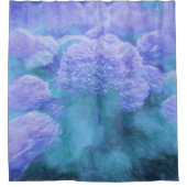 アジサイフローラシックパープルティール(緑がかった色)ヴィンテージ シャワーカーテン (正面)