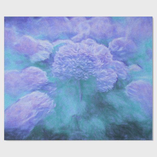 アジサイフローラシックパープルティール(緑がかった色)ヴィンテージ ラッピングペーパー (フラット)