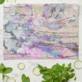 アジサイフローラピンクカントリーヴィンテージウッド キッチンタオル (折り畳み)