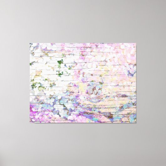 アジサイフローラピンクカントリーヴィンテージウッド キャンバスプリント (正面)