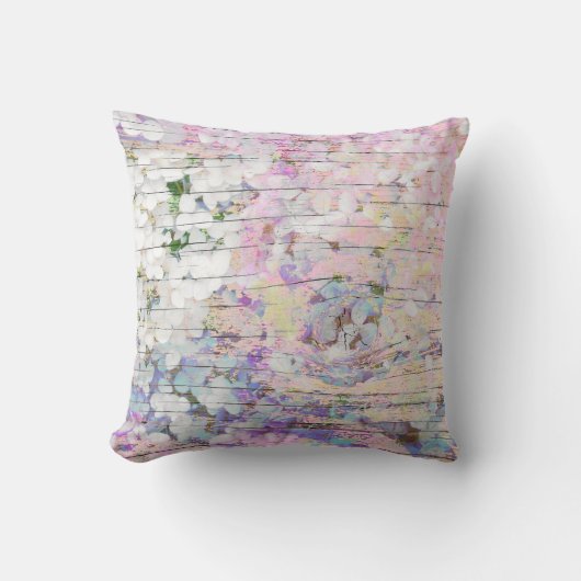 アジサイフローラピンクカントリーヴィンテージウッド クッション (正面)