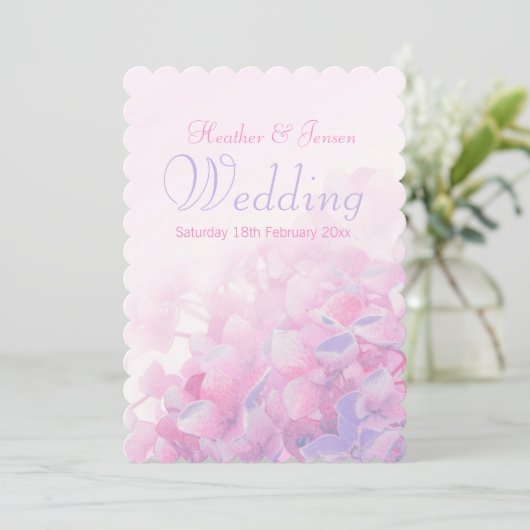 アジサイフローラピンクパープル結婚式招待状 招待状 (スタンド正面)