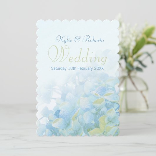 アジサイフローラブルーグリーン結婚式招待状 招待状 (スタンド正面)