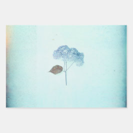 アジサイヴィンテージブルーフローラ素朴アンティーク ラッピングペーパーシート