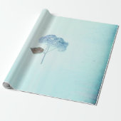 アジサイヴィンテージブルーフローラ素朴アンティーク ラッピングペーパー (アンロールド)