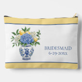 アジサイ付きの青と白のチャイノワリーの花瓶 アクセサリーポーチ (裏面)