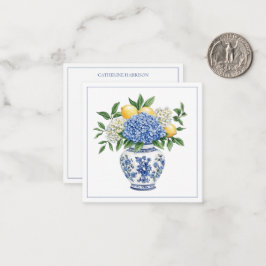 アジサイ付きの青と白のチャイノワリーの花瓶 ノートカード