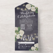 アジサイ文字列ライトブルーフラワーウェディングRSVP オールインワン招待状 (内側)