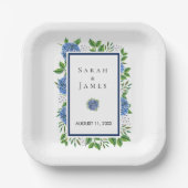 アジサイ水の色結婚のプレート披露宴 ペーパープレート (正面)