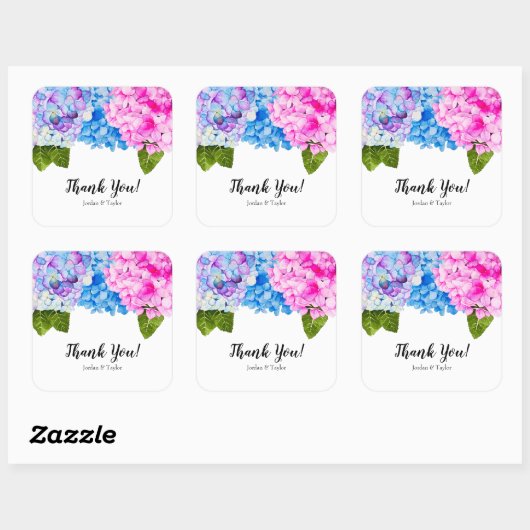 アジサイ水カラーイラストレーション | 結婚s スクエアシール (シート)