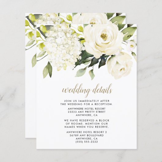 アジサイ白金ゴールドフローラ結婚のエンクロージャカード (正面/裏面)