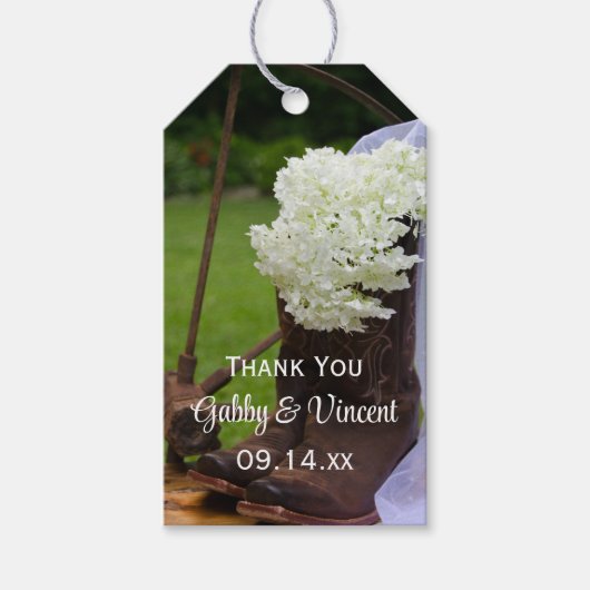 アジサイ素朴アカウボーイブーツウェスタン結婚ズ ギフトタグ (正面)