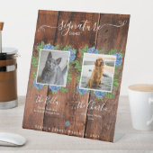 アジサイ素朴ウッド結婚のフォトドリンクサインペット 台座サイン (インサイチュ)