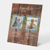 アジサイ素朴ウッド結婚のフォトドリンクサインペット 台座サイン (正面)