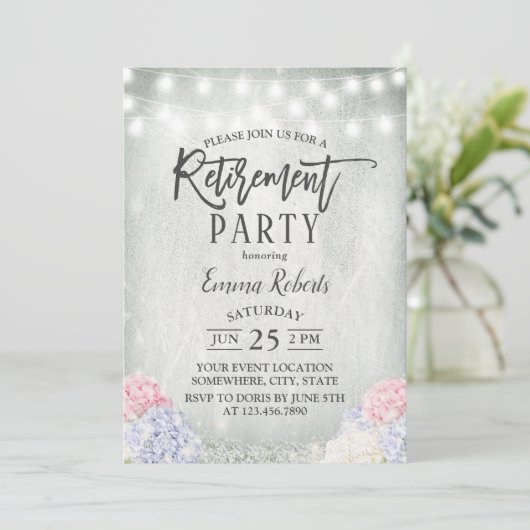 アジサイ素朴ズフローラストリングライト退職 招待状 (スタンド正面)