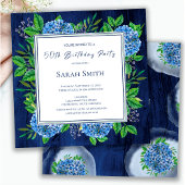 アジサイ素朴ズブルーウッド50th誕生日パーティー 招待状