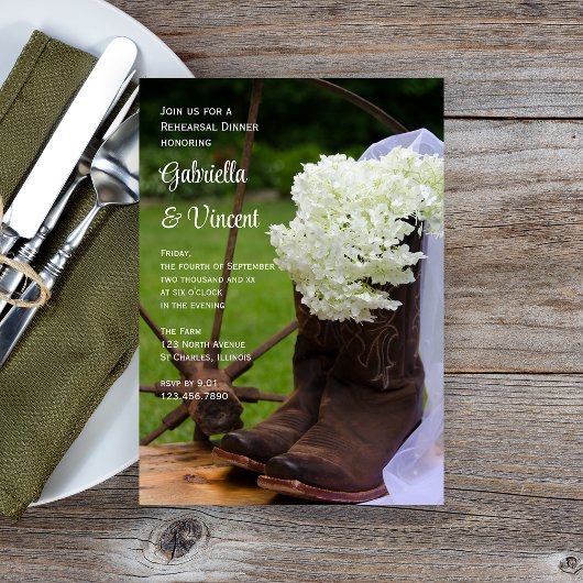 アジサイ素朴ブーツウェスタンリハーサルディナー 招待状