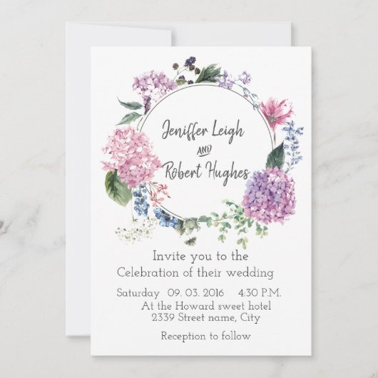 アジサイ紫外リース結婚ズ 招待状 (正面)