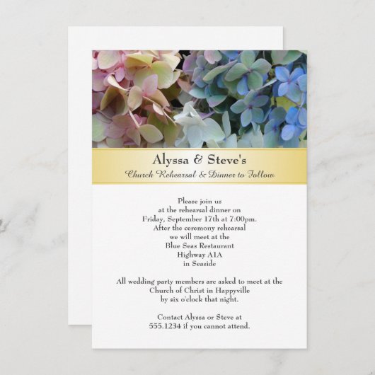 アジサイ結婚のリハーサルディナー 招待状 (正面/裏面)