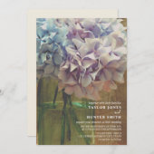 アジサイ結婚ス・メイソン・ジャー 招待状 (正面/裏面)
