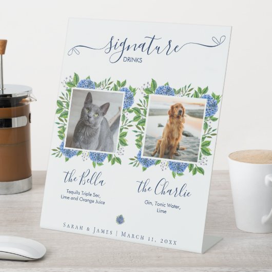 アジサイ結婚ズの写真ペットのシグネチャードリンク 台座サイン (インサイチュ)