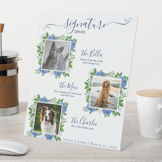 アジサイ結婚ズ3枚フォトペットシグネチャードリンク 台座サイン (インサイチュ)