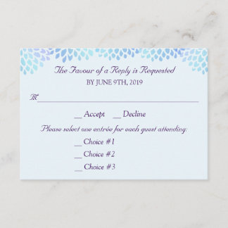アジサイ結婚ブルーの反応RSVP 3のエントリー 出欠カード