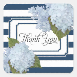 アジサイ航海のフローラネイビーストライプのブルーホワイト スクエアシール