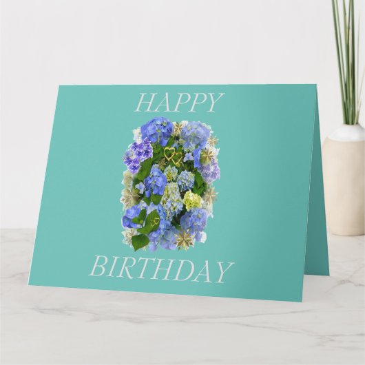 アジサイ花ハッピーバースデー カード (正面)