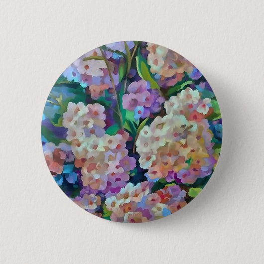 アジサイ芸術的スホルテンシアフローラ抽象芸術アート 缶バッジ (正面)