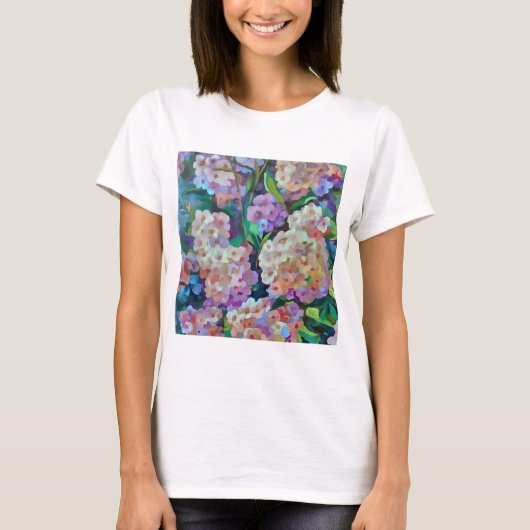 アジサイ芸術的スホルテンシアフローラ抽象芸術アート Tシャツ (正面)