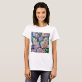 アジサイ芸術的スホルテンシアフローラ抽象芸術アート Tシャツ (正面フル)