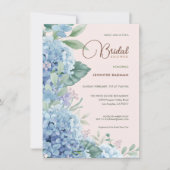 アジサイ赤面ピンクダスティブルーブライダルシャワー 招待状 (正面)