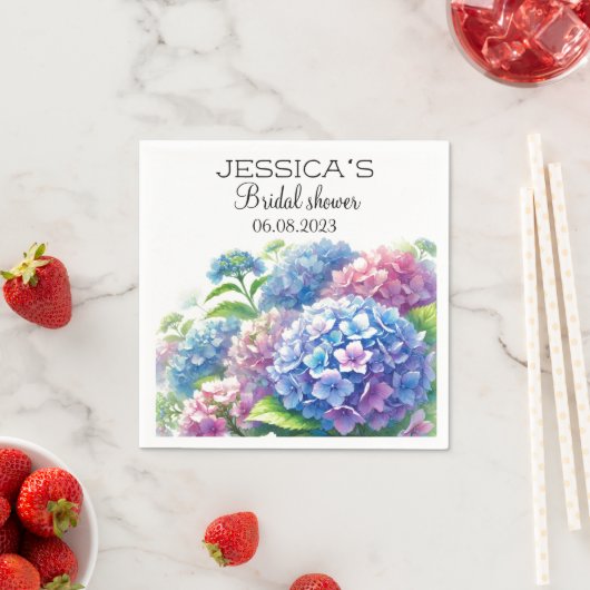 アジサイ青い花ブライダルシャワーパーティー スタンダードカクテルナプキン (インサイチュ)