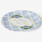 アジサイ青タイル紙プレート ペーパープレート (アングル)