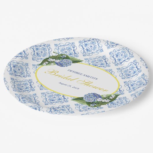 アジサイ青タイル紙プレート ペーパープレート (アングル)