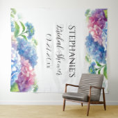 アジサイ青フローラブライダルシャワーフォトブース タペストリー (インサイチュ(横))