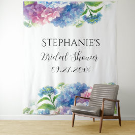 アジサイ青フローラブライダルシャワーフォトブース タペストリー