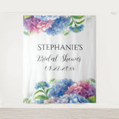 アジサイ青フローラブライダルシャワーフォトブース タペストリー (正面)